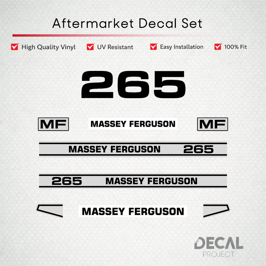 Aftermarket Decal Kit Compatible with Massey Ferguson 265 – Premium Restoration Vinyl Set – Image 1