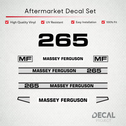 Aftermarket Decal Kit Compatible with Massey Ferguson 265 – Premium Restoration Vinyl Set – Image 1