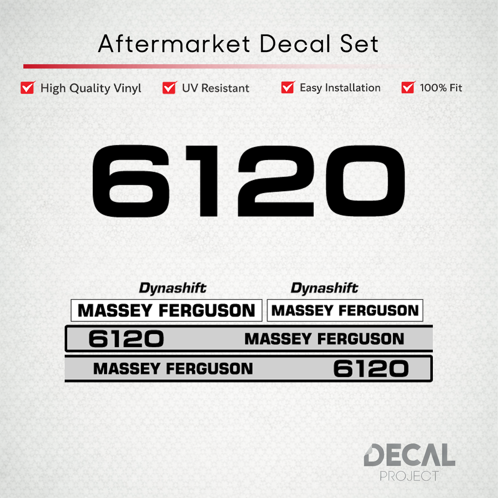 Aftermarket Decal Kit Compatible with Massey Ferguson 6120 – Dynashift Restoration Vinyl Set – Image 1