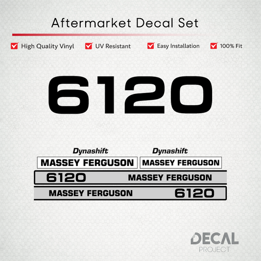 Aftermarket Decal Kit Compatible with Massey Ferguson 6120 – Dynashift Restoration Vinyl Set – Image 1