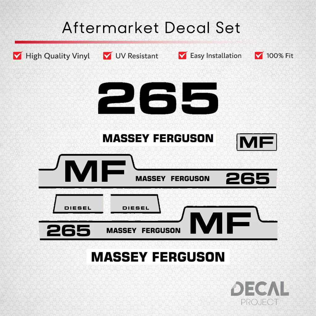 Aftermarket Decal Kit Compatible with Massey Ferguson 265 – Diesel Model Restoration Vinyl Set – Image 1