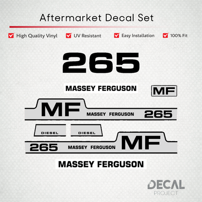 Aftermarket Decal Kit Compatible with Massey Ferguson 265 – Diesel Model Restoration Vinyl Set – Image 1