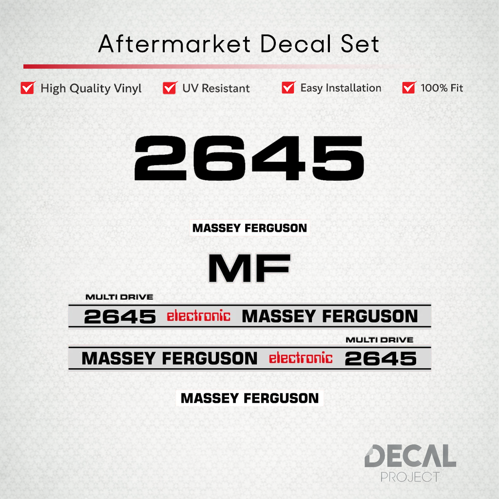 Aftermarket Decal Kit Compatible with Massey Ferguson 2645 – Electronic Multi Drive Restoration Set – Image 1