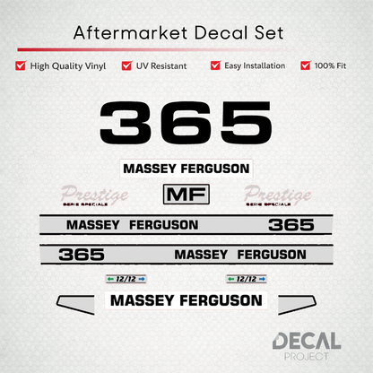 Aftermarket Decal Kit Compatible with Massey Ferguson 365 (E) – Premium Restoration Vinyl Set – Image 1