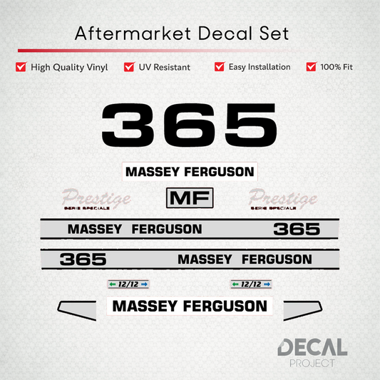 Aftermarket Decal Kit Compatible with Massey Ferguson 365 (E) – Premium Restoration Vinyl Set – Image 1