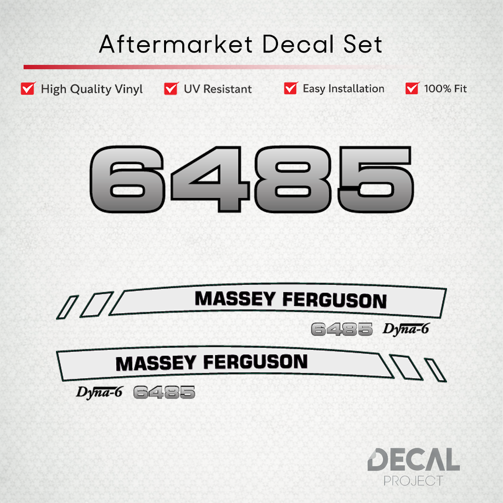 Aftermarket Decal Kit Compatible with Massey Ferguson 6485 – Premium Dyna-6 Hood Graphics Set – Image 1