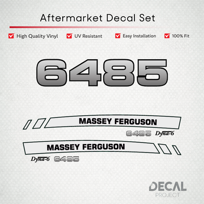 Aftermarket Decal Kit Compatible with Massey Ferguson 6485 – Premium Dyna-6 Hood Graphics Set – Image 1