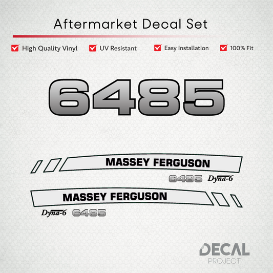 Aftermarket Decal Kit Compatible with Massey Ferguson 6485 – Premium Dyna-6 Hood Graphics Set – Image 1