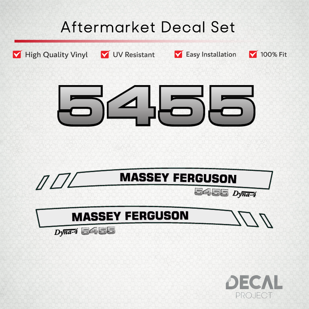 Aftermarket Decal Kit Compatible with Massey Ferguson 5455 – Premium Dyna-4 Hood Graphics Set – Image 1