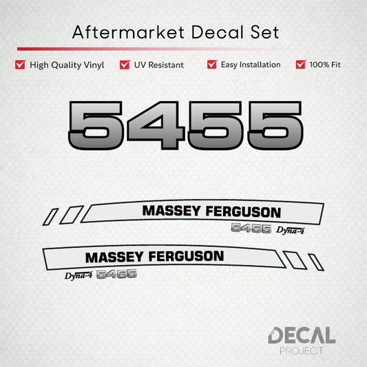 Aftermarket Decal Kit Compatible with Massey Ferguson 5455 – Premium Dyna-4 Hood Graphics Set – Image 1