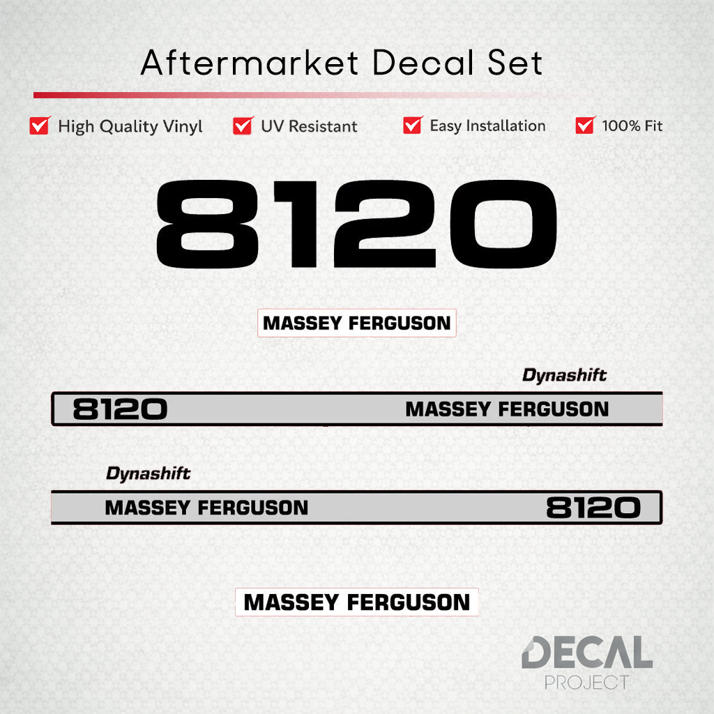 Aftermarket Decal Kit Compatible with Massey Ferguson 8120 – Dynashift Restoration Vinyl Set – Image 1