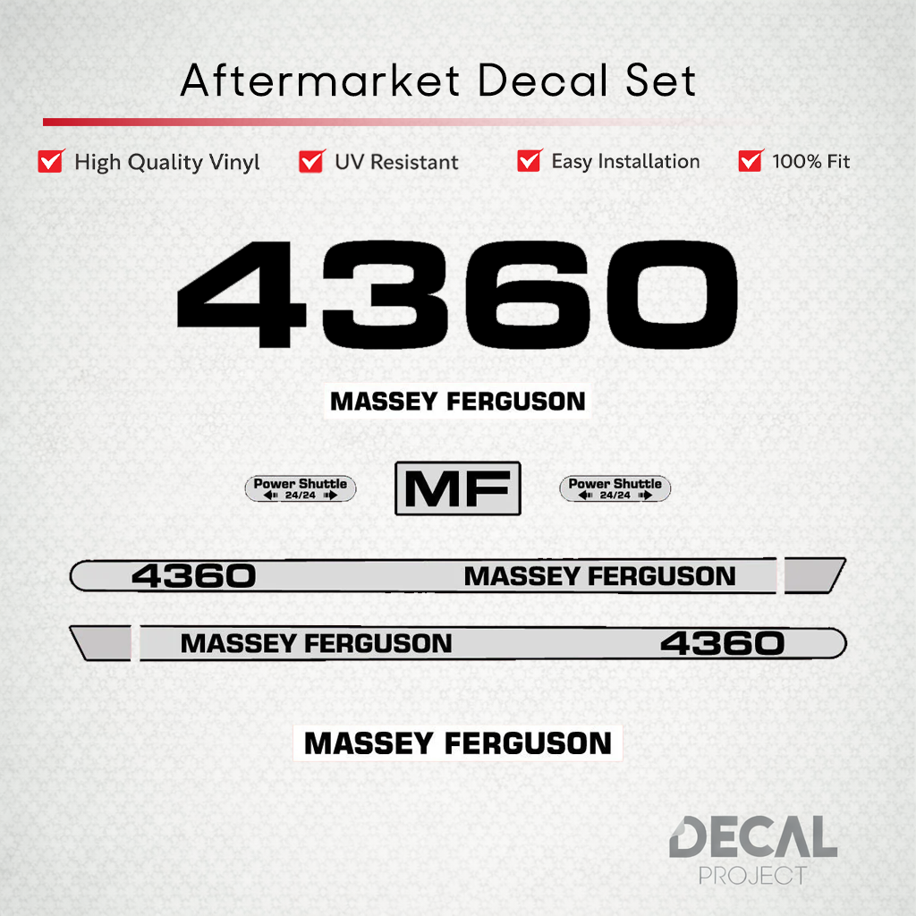 Aftermarket Decal Kit Compatible with Massey Ferguson 4360 – Premium Hood Stripe Graphics Set – Image 1