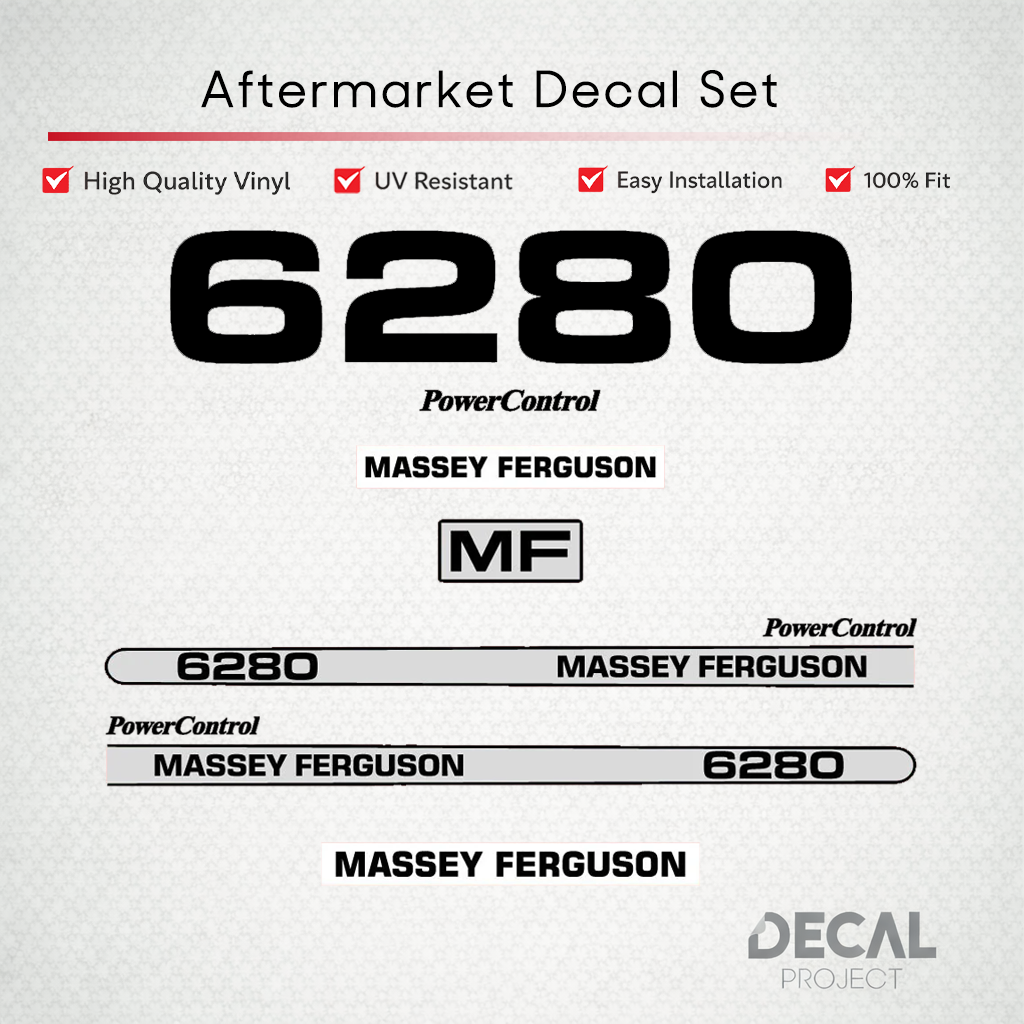 Aftermarket Decal Kit Compatible with Massey Ferguson 6280 – PowerControl Hood Graphics Set – Image 1