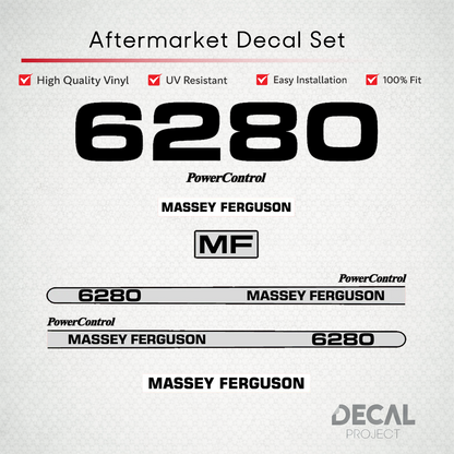 Aftermarket Decal Kit Compatible with Massey Ferguson 6280 – PowerControl Hood Graphics Set – Image 1