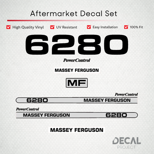 Aftermarket Decal Kit Compatible with Massey Ferguson 6280 – PowerControl Hood Graphics Set – Image 1