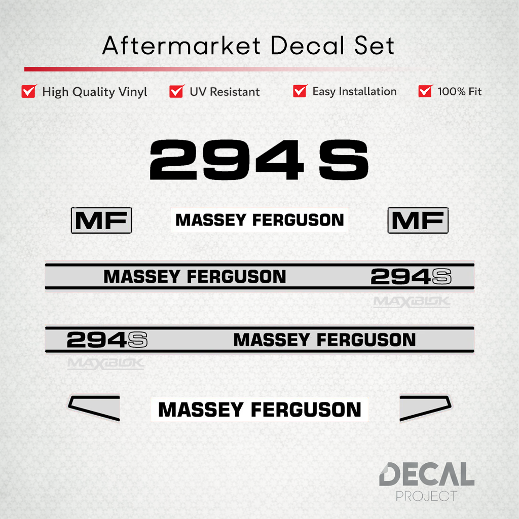 Aftermarket Decal Kit Compatible with Massey Ferguson 294 S – Maxiblok Restoration Vinyl Set – Image 1