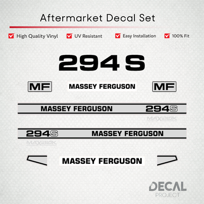 Aftermarket Decal Kit Compatible with Massey Ferguson 294 S – Maxiblok Restoration Vinyl Set – Image 1