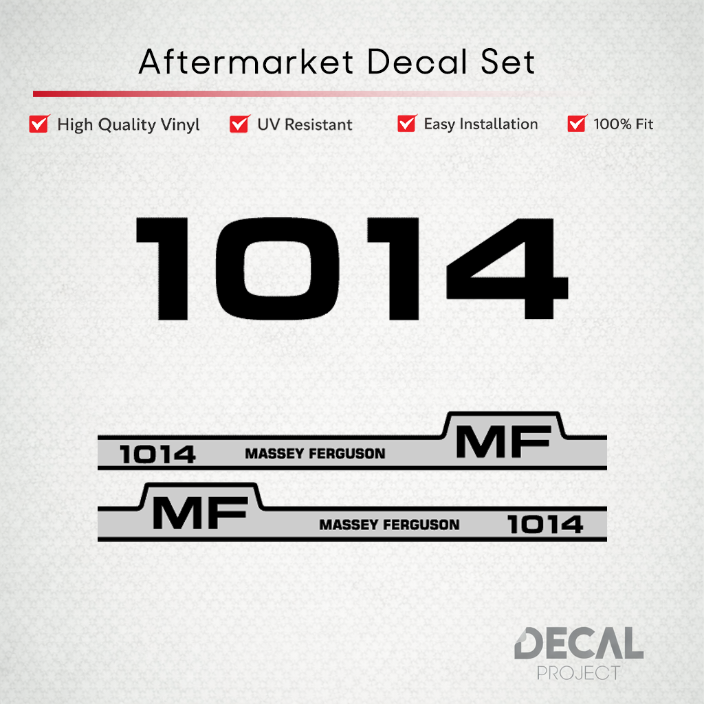Aftermarket Decal Kit Compatible with Massey Ferguson 1014 – Premium Hood Stripes and Logo Set – Image 1