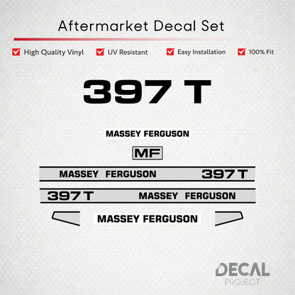 Aftermarket Decal Kit Compatible with Massey Ferguson 397 T – Turbo Model Restoration Vinyl Set – Image 1