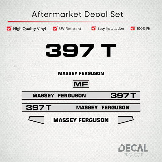 Aftermarket Decal Kit Compatible with Massey Ferguson 397 T – Turbo Model Restoration Vinyl Set – Image 1
