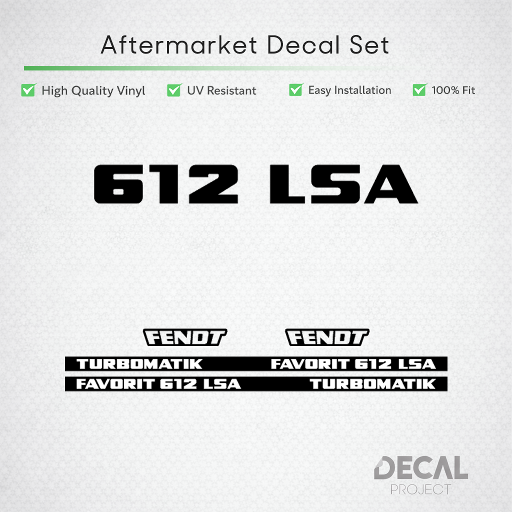 Fendt Favorit 612 LSA Turbomatik Decal Set - Premium 6-Cyl Restoration Vinyl Kit