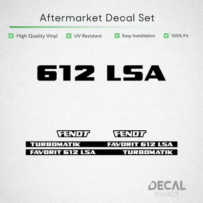 Fendt Favorit 612 LSA Turbomatik Decal Set - Premium 6-Cyl Restoration Vinyl Kit
