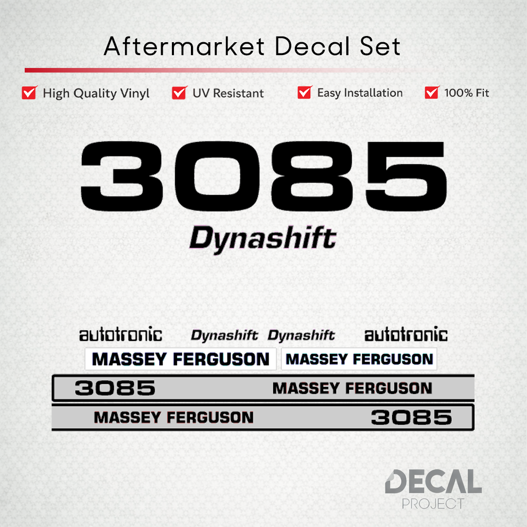 Aftermarket Decal Kit Compatible with Massey Ferguson 3085 – Dynashift Autotronic Restoration Set – Image 1