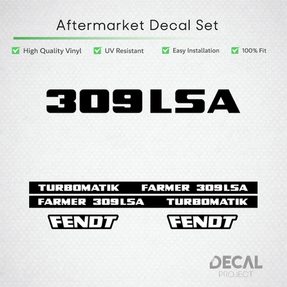 Fendt Farmer 309 LSA Turbomatik Decal Set - Early 300 Series Restoration
