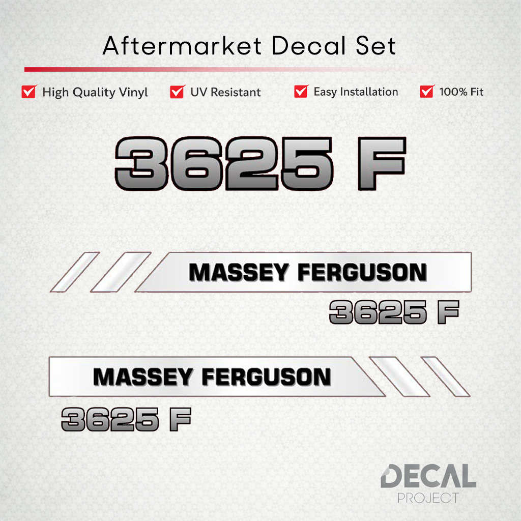Aftermarket Decal Kit Compatible with Massey Ferguson 3625 F – Premium Restoration Vinyl Set – Image 1