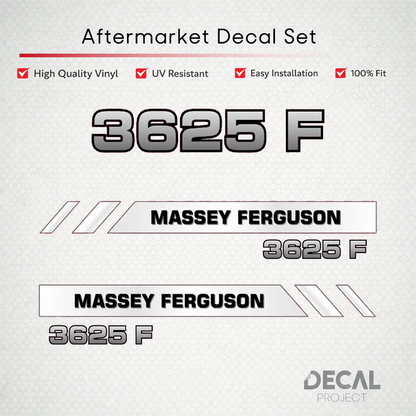 Aftermarket Decal Kit Compatible with Massey Ferguson 3625 F – Premium Restoration Vinyl Set – Image 1