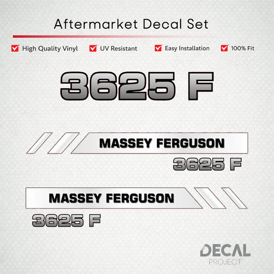 Aftermarket Decal Kit Compatible with Massey Ferguson 3625 F – Premium Restoration Vinyl Set – Image 1
