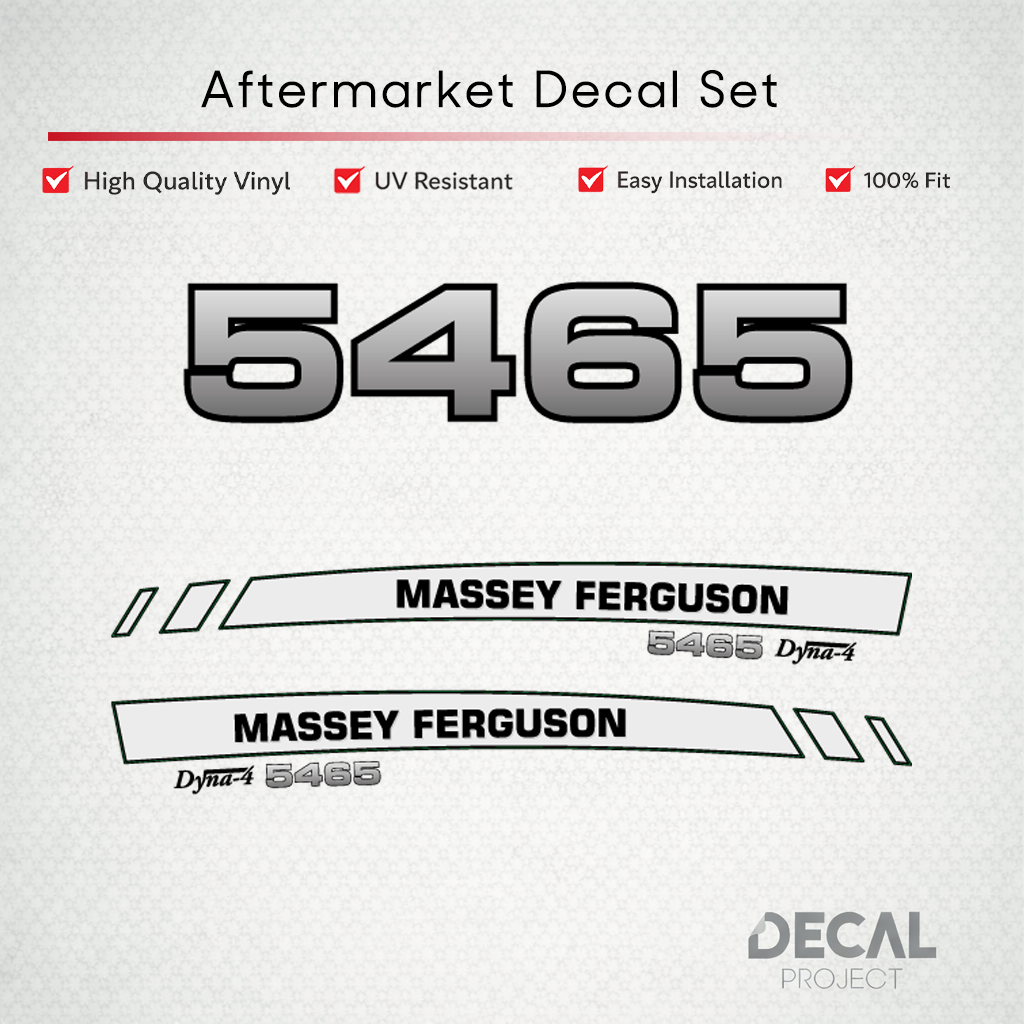 Aftermarket Decal Kit Compatible with Massey Ferguson 5465 – Premium Dyna-4 Hood Graphics Set – Image 1