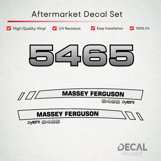 Aftermarket Decal Kit Compatible with Massey Ferguson 5465 – Premium Dyna-4 Hood Graphics Set – Image 1