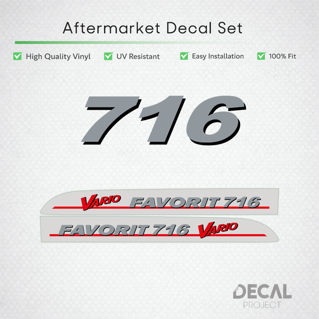 Fendt Favorit 716 Vario Decal Set - Early Gen 1 Flagship Restoration Vinyl Kit