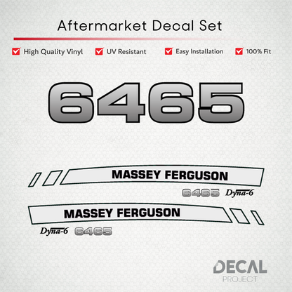 Aftermarket Decal Kit Compatible with Massey Ferguson 6465 – Premium Dyna-6 Hood Graphics Set – Image 1
