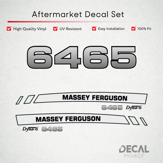 Aftermarket Decal Kit Compatible with Massey Ferguson 6465 – Premium Dyna-6 Hood Graphics Set – Image 1