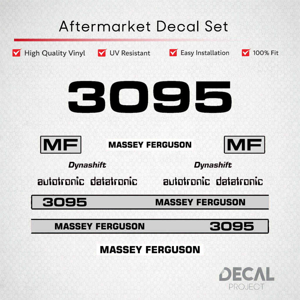 Aftermarket Decal Kit Compatible with Massey Ferguson 3095 – Dynashift Restoration Vinyl Set – Image 1