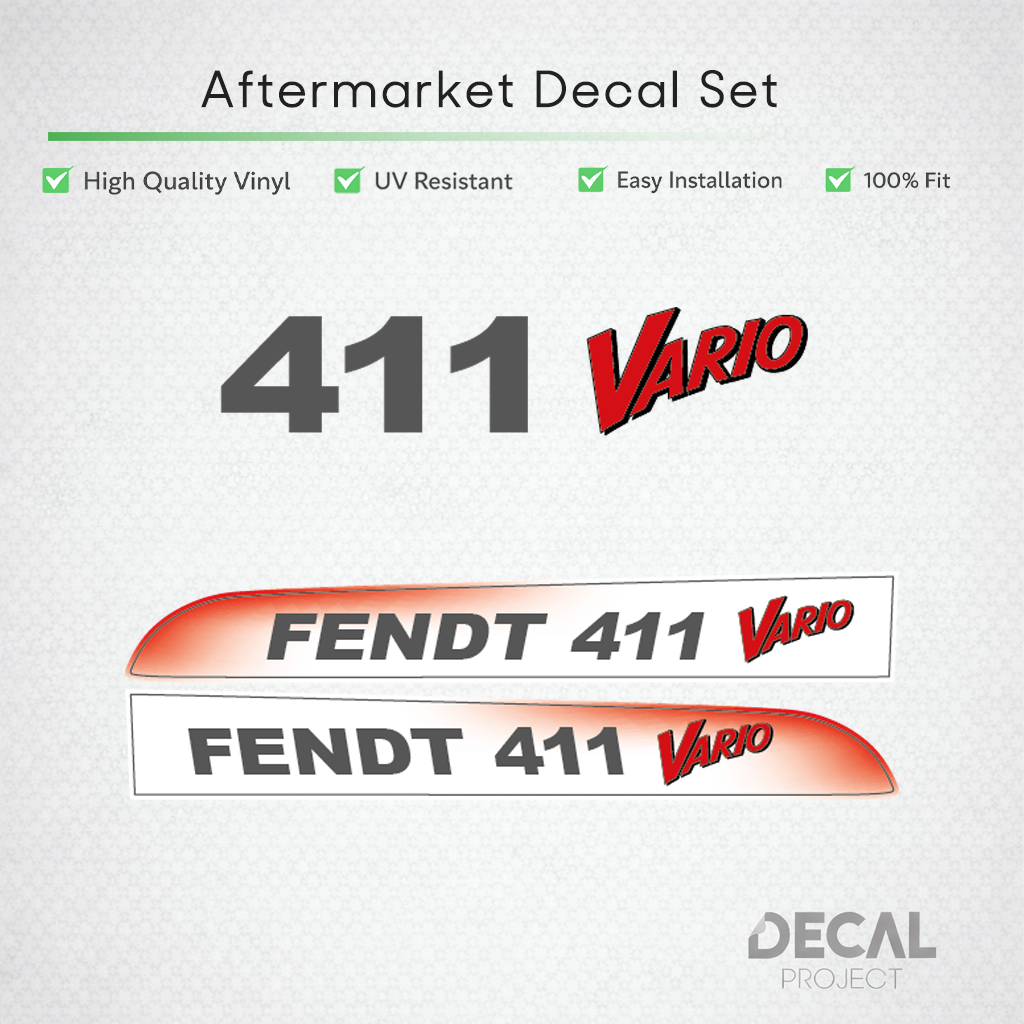 Fendt 411 Vario Decal Kit - Premium Hood Graphics Restoration Set - 400 Series