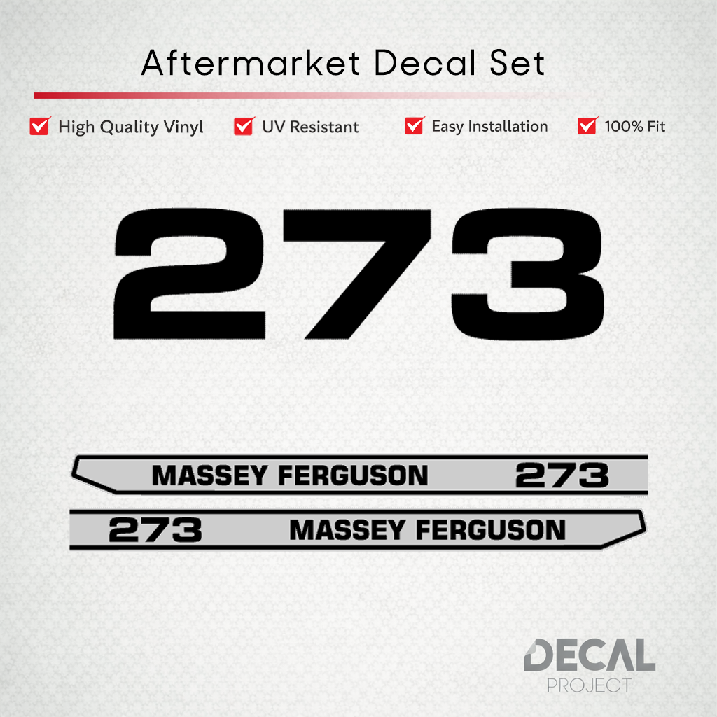 Aftermarket Decal Kit Compatible with Massey Ferguson 273 – Premium Hood Stripe Restoration Set – Image 1