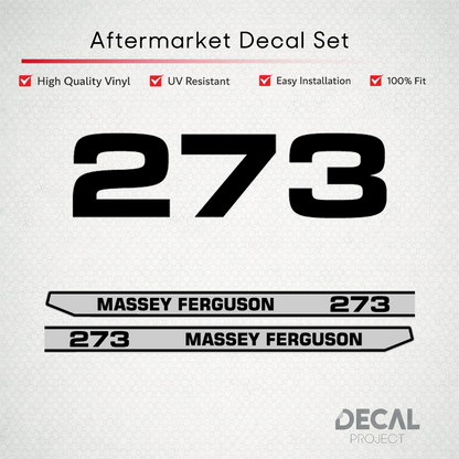 Aftermarket Decal Kit Compatible with Massey Ferguson 273 – Premium Hood Stripe Restoration Set – Image 1