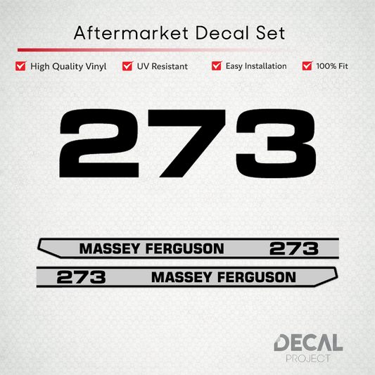 Aftermarket Decal Kit Compatible with Massey Ferguson 273 – Premium Hood Stripe Restoration Set – Image 1