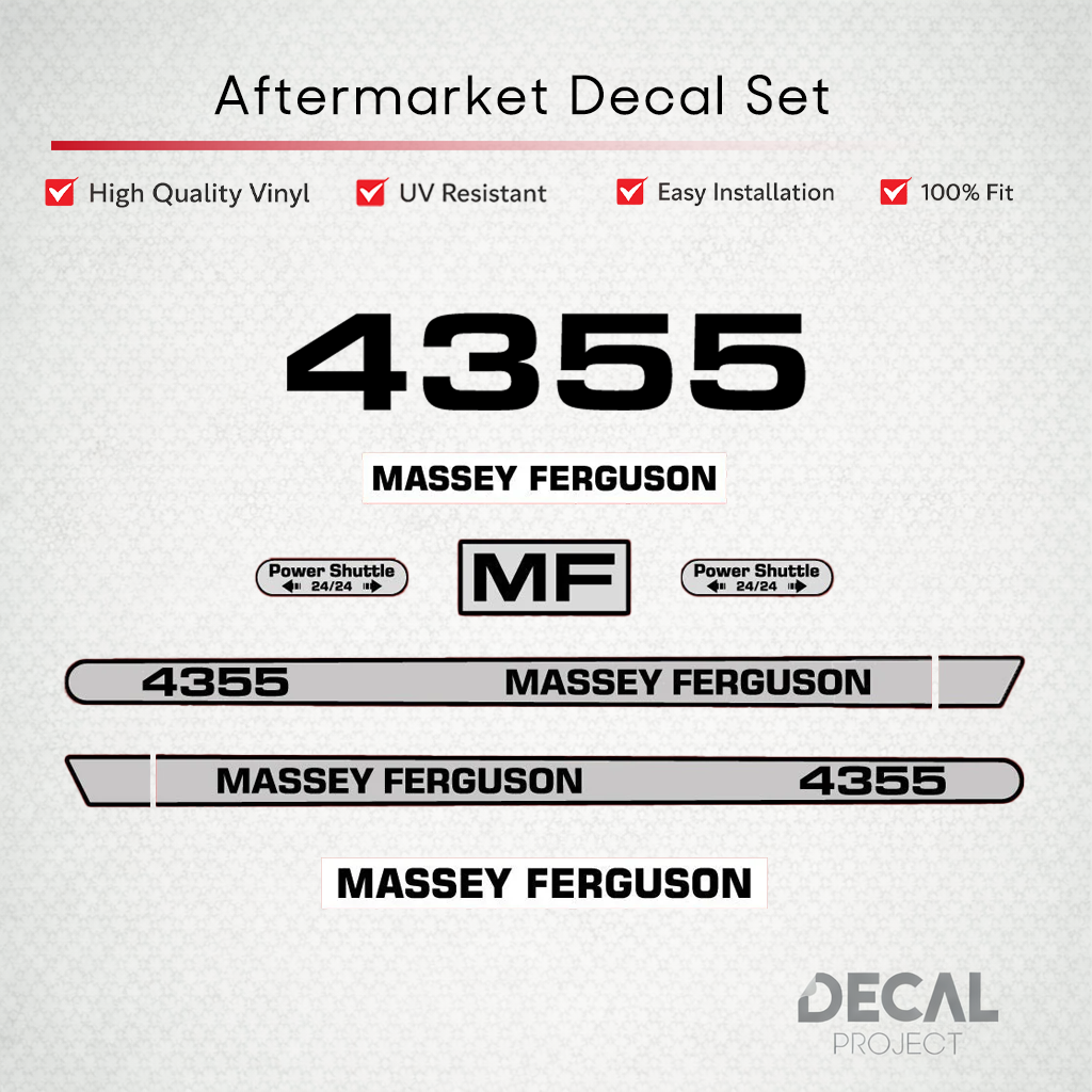 Aftermarket Decal Kit Compatible with Massey Ferguson 4355 – Premium Hood Stripe Graphics Set – Image 1