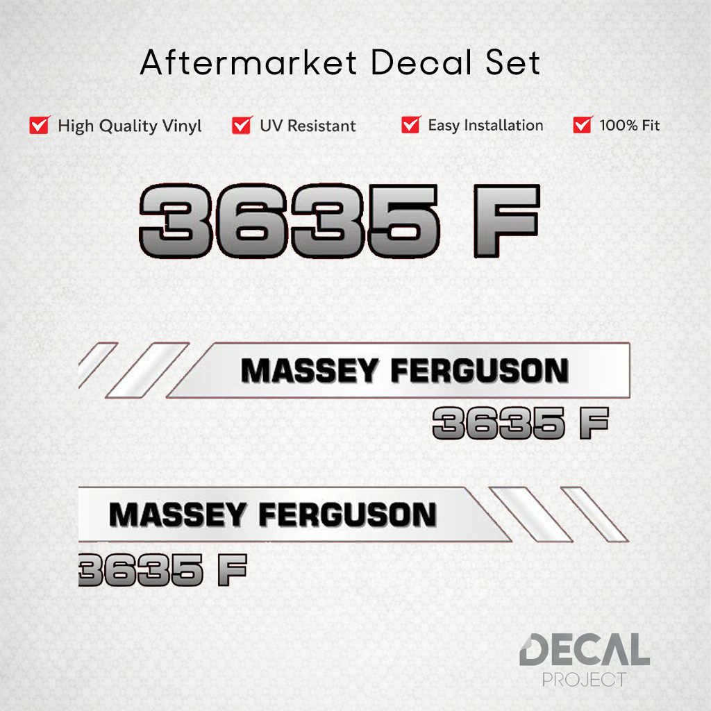 Aftermarket Decal Kit Compatible with Massey Ferguson 3635 F – Premium Restoration Vinyl Set – Image 1