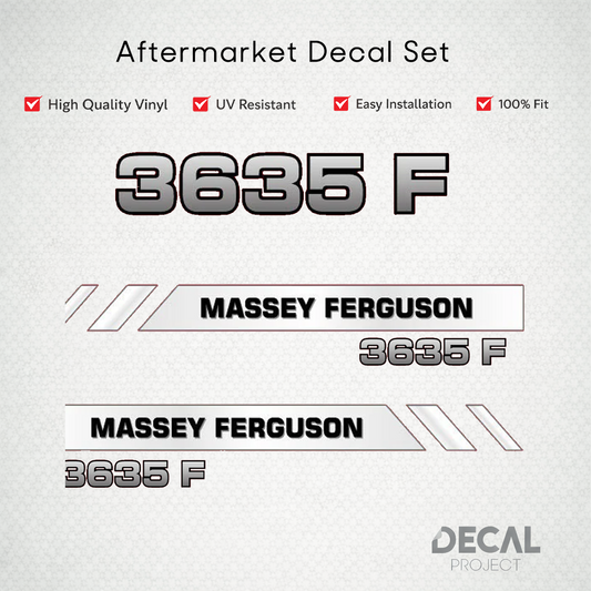 Aftermarket Decal Kit Compatible with Massey Ferguson 3635 F – Premium Restoration Vinyl Set – Image 1