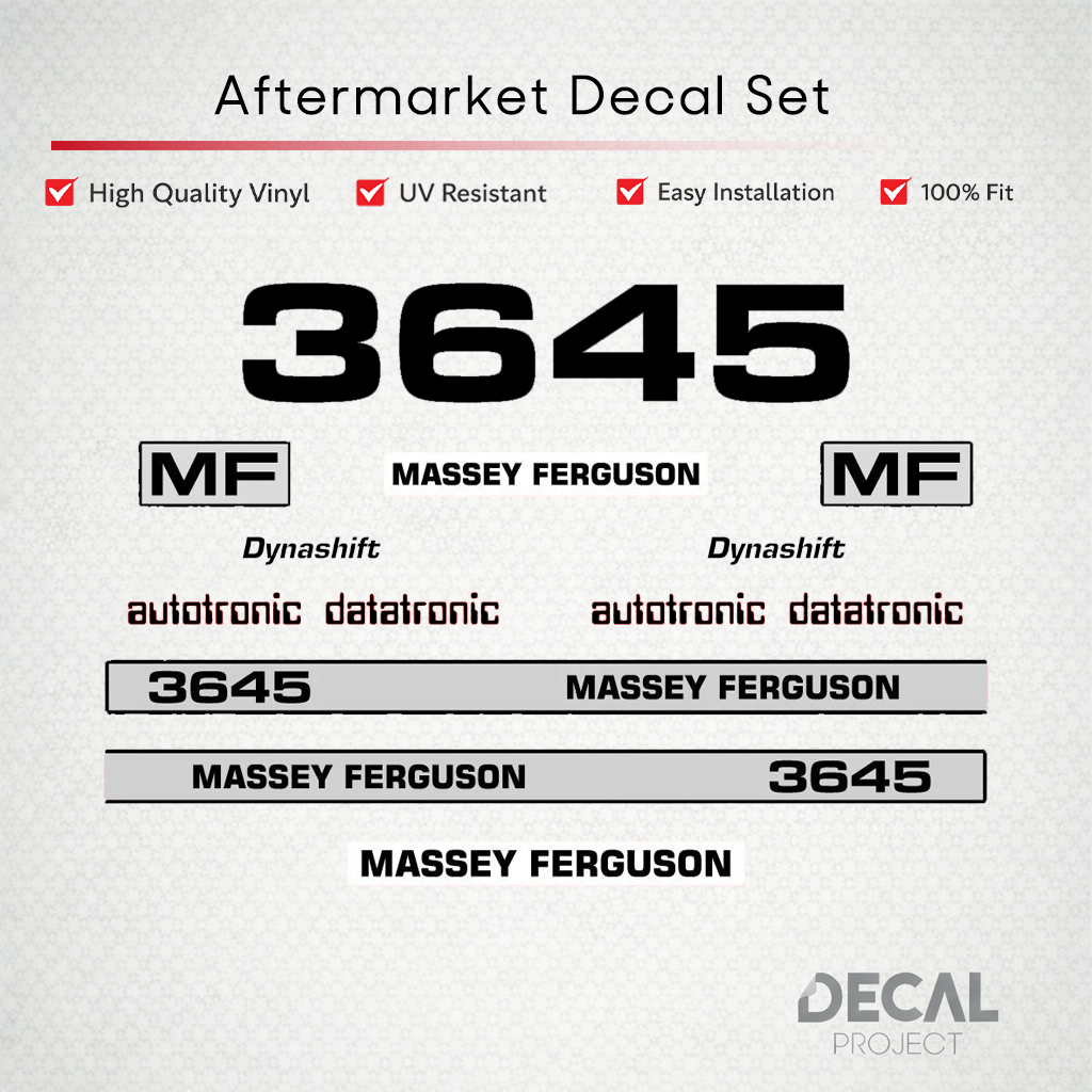 Aftermarket Decal Kit Compatible with Massey Ferguson 3645 – Premium Restoration Vinyl Set – Image 1