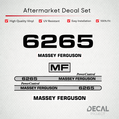 Aftermarket Decal Kit Compatible with Massey Ferguson 6265 – PowerControl Hood Graphics Set – Image 1