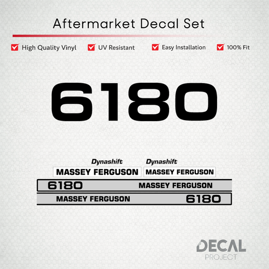 Aftermarket Decal Kit Compatible with Massey Ferguson 6180 – Dynashift Restoration Vinyl Set – Image 1