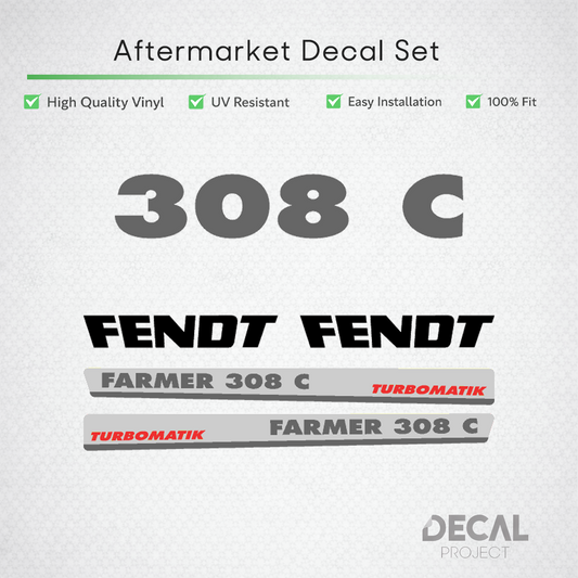 Fendt Farmer 308 C Turbomatik Decal Kit - Compact Series Premium Restoration Set