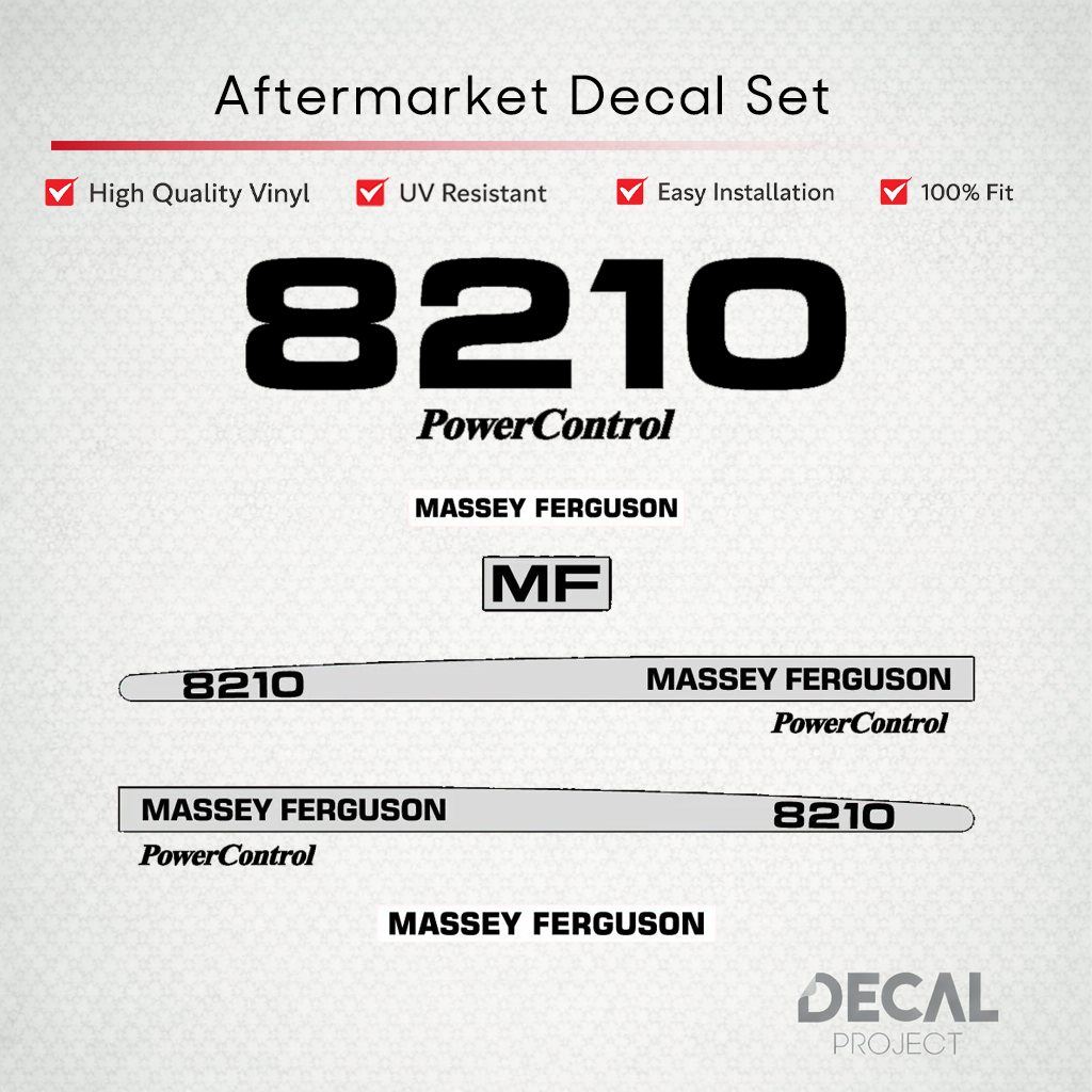 Aftermarket Decal Kit Compatible with Massey Ferguson 8210 – Premium Restoration Vinyl Set – Image 1