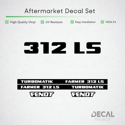 Fendt Farmer 312 LS Turbomatik Decal Set - Early 300 Series 6-Cylinder Restoration Set